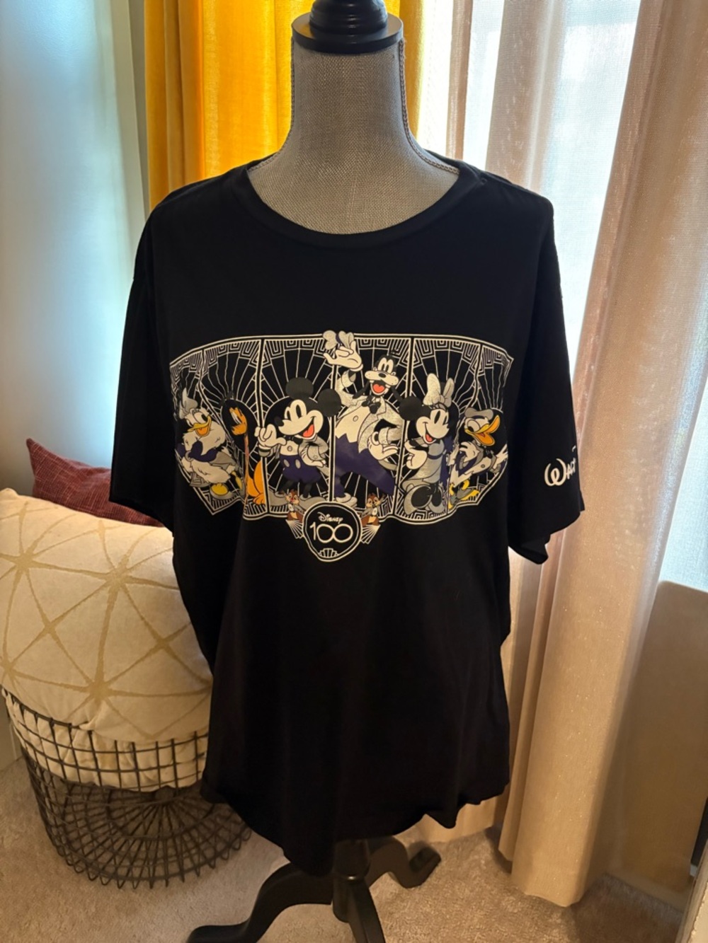 Disney Black Short Sleeve Tee with Classic Character 100th Anniversary Graphic